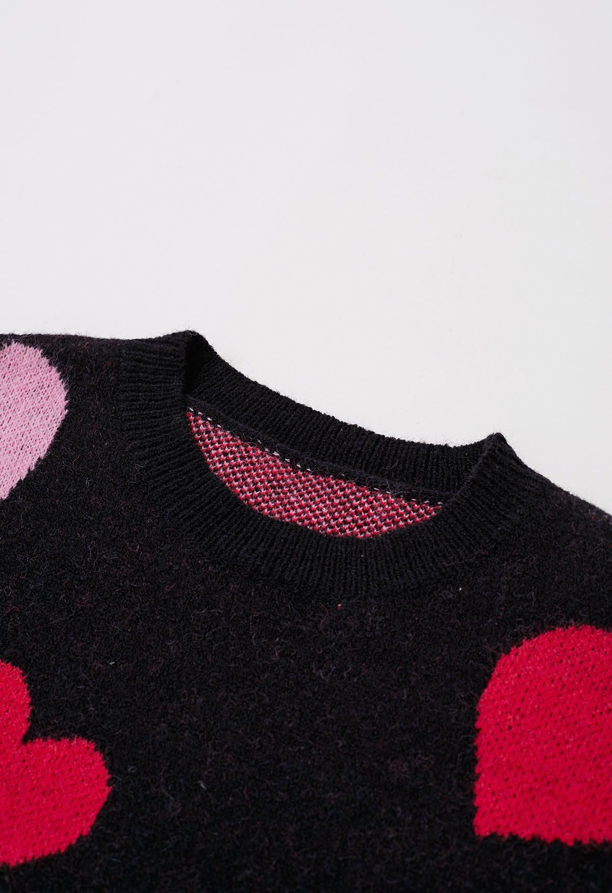 Cozy Love Heart Pattern Knit Sweater