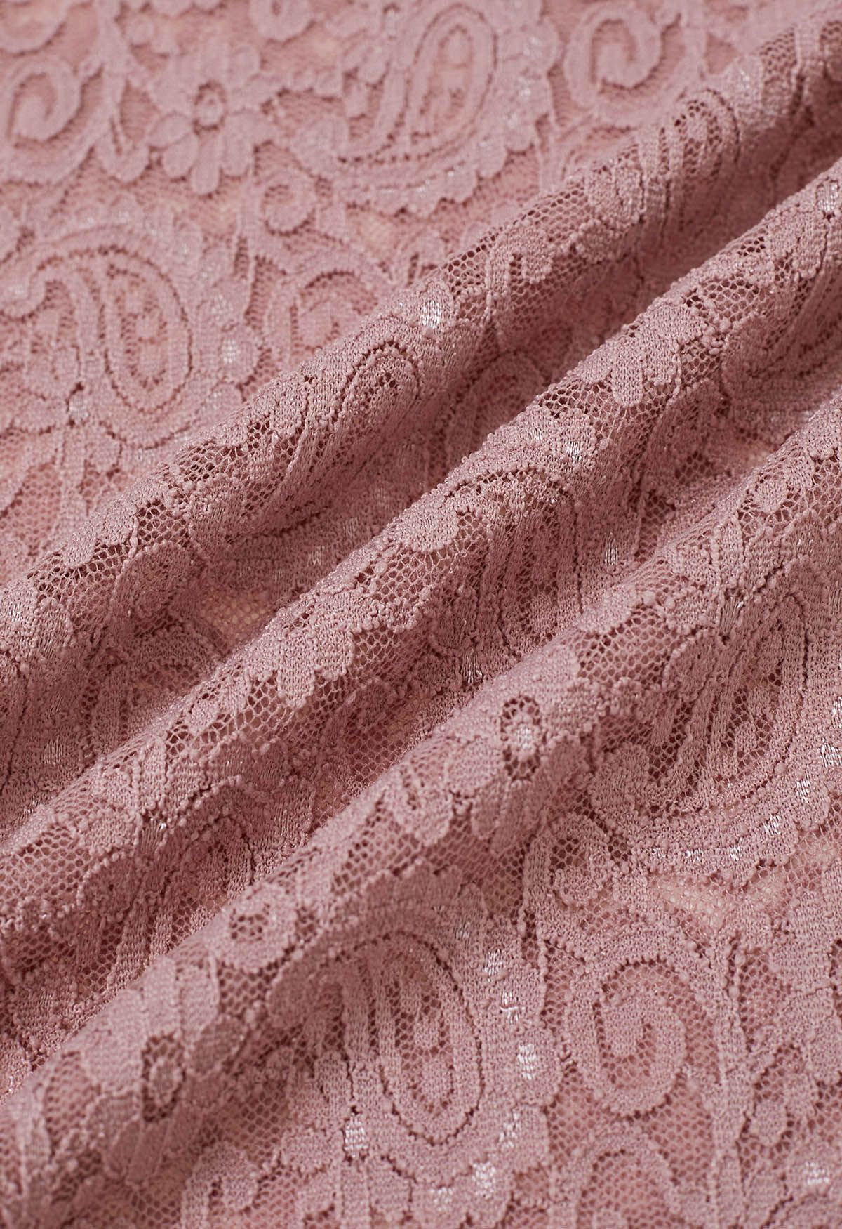 Paisley Full Lace Mesh Inserted Top in Pink