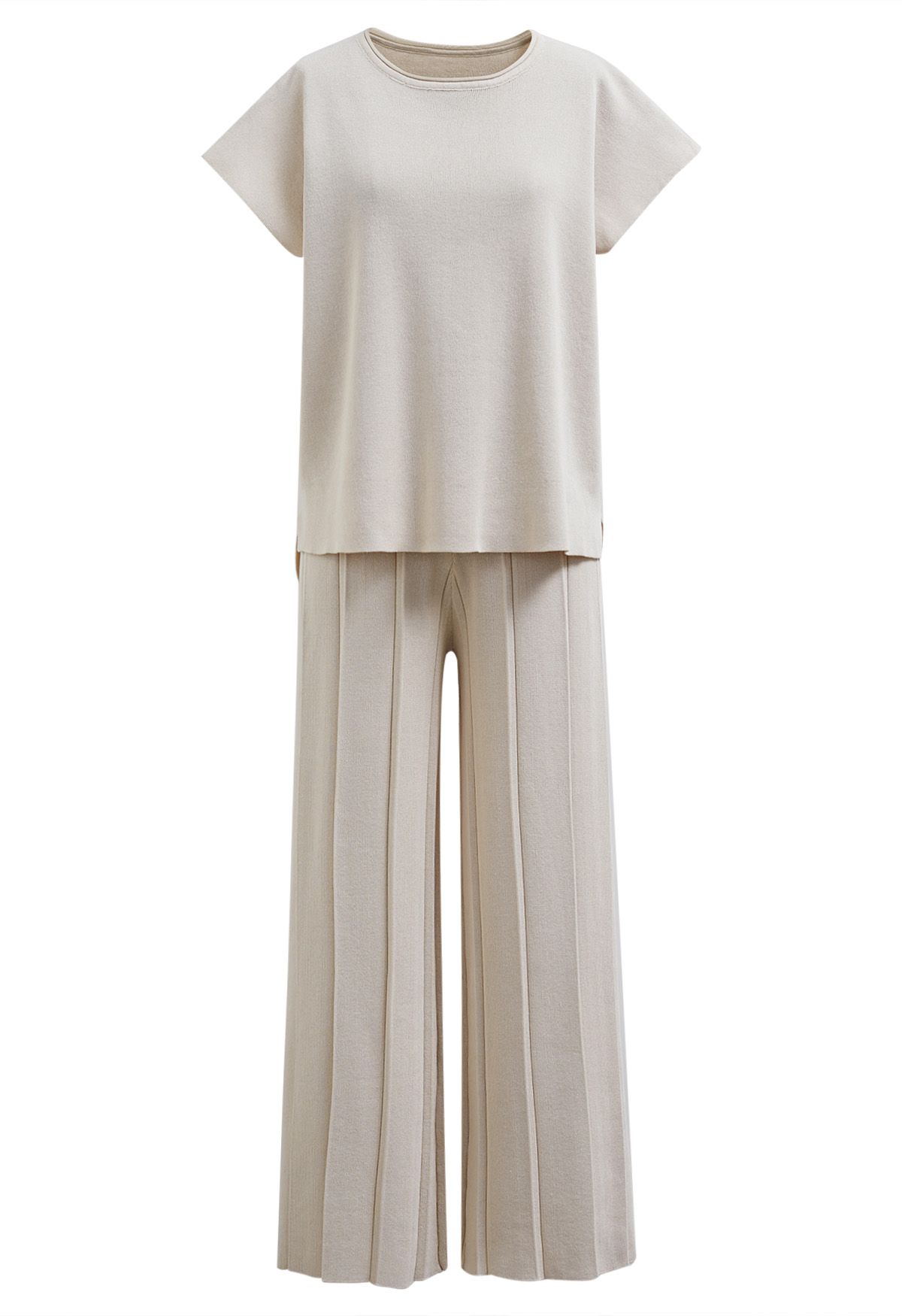 Daily Comfort Sleeveless Top and Straight-Leg Pants Set in Oatmeal