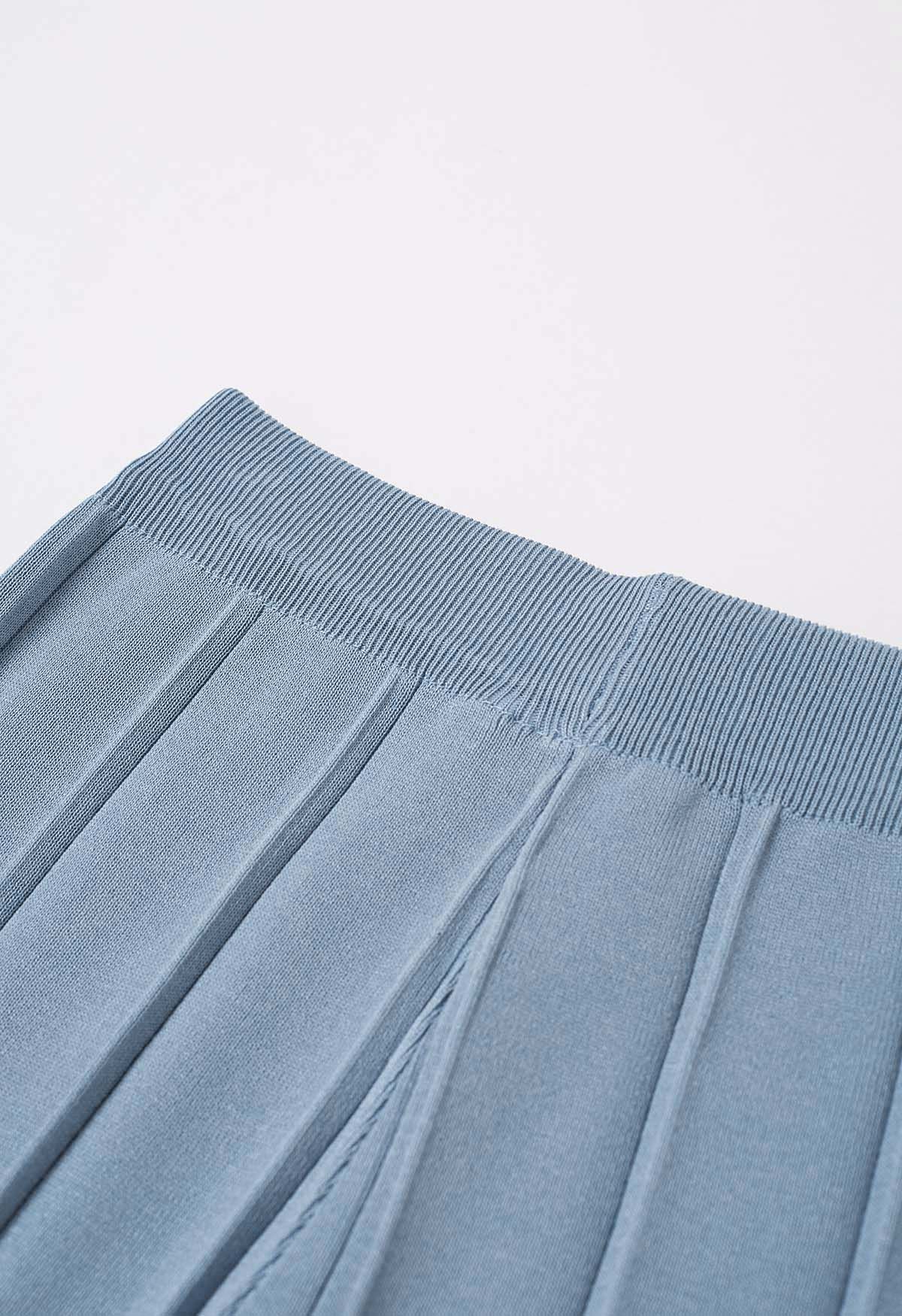 Daily Comfort Sleeveless Top and Straight-Leg Pants Set in Dusty Blue