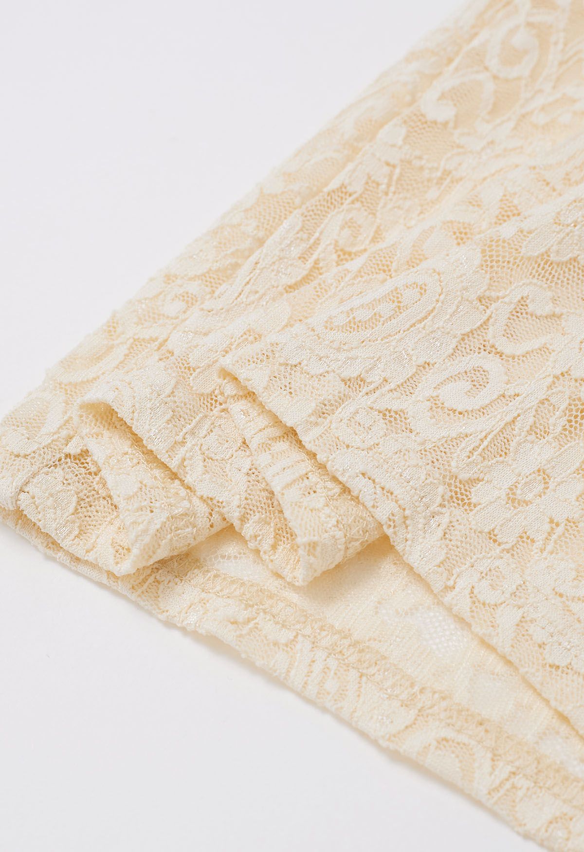 Paisley Full Lace Mesh Inserted Top in Cream