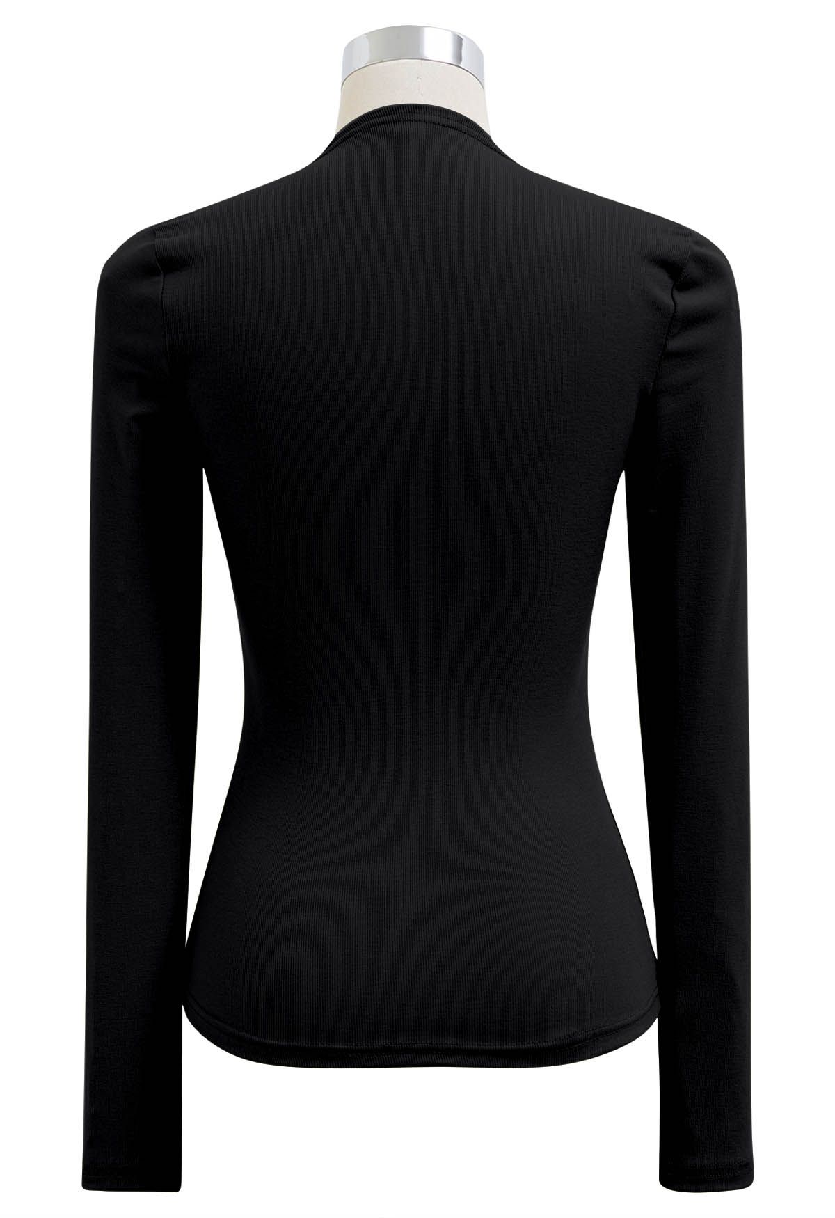 Solid Color Square Neck Soft Top in Black