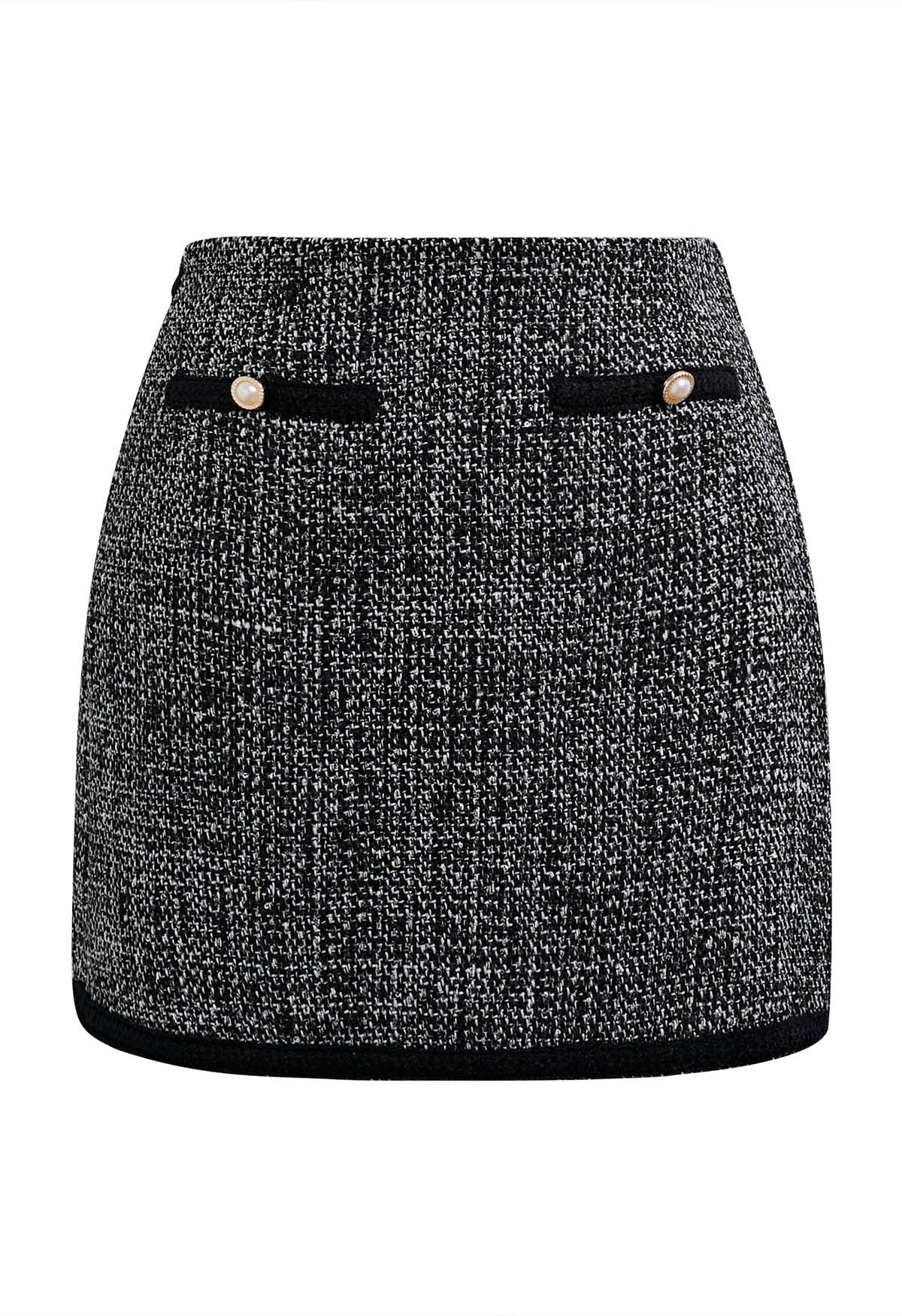 Contrast Edge Tweed Mini Bud Skirt