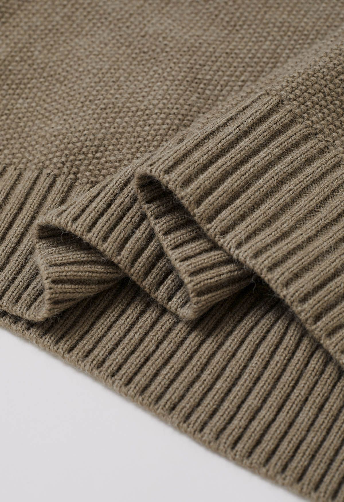 Casual Comfort V-Neck Knit Vest in Khaki