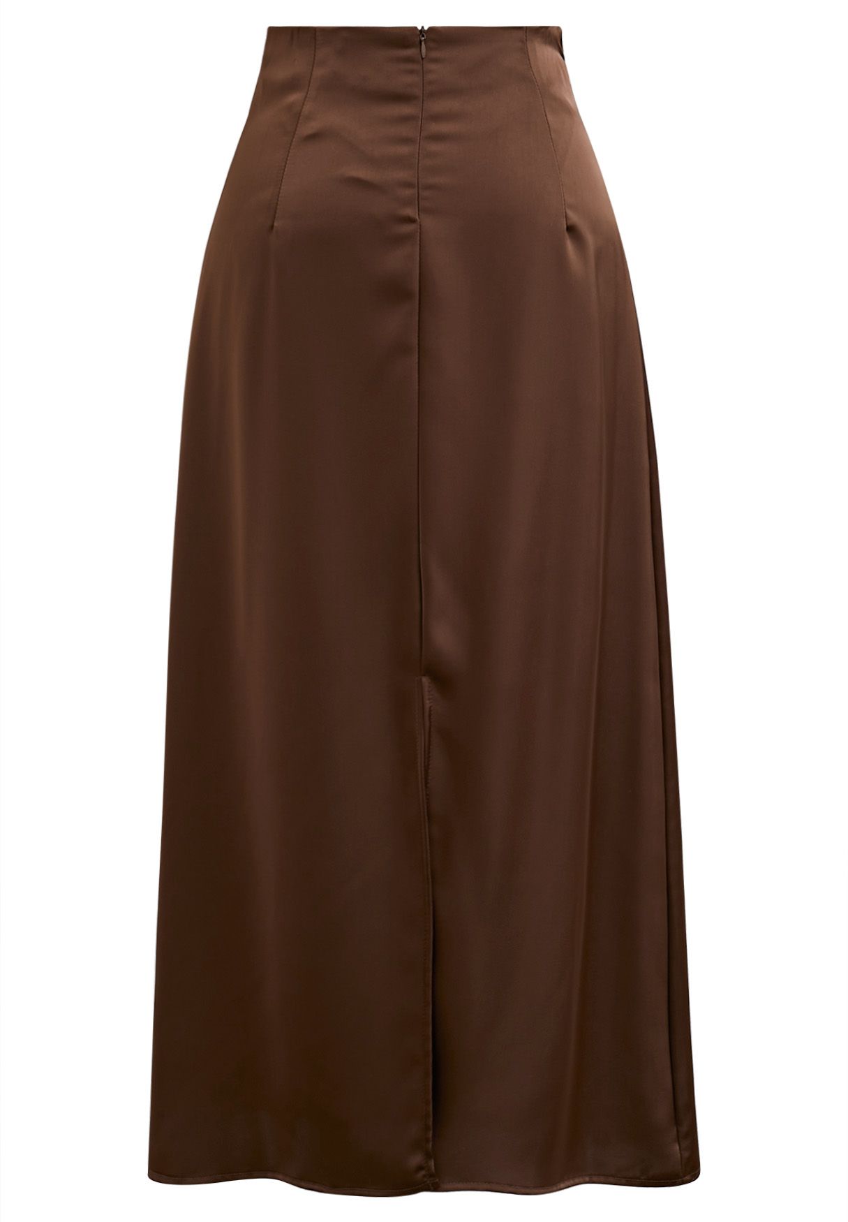 Tie String Satin Maxi Skirt in Brown