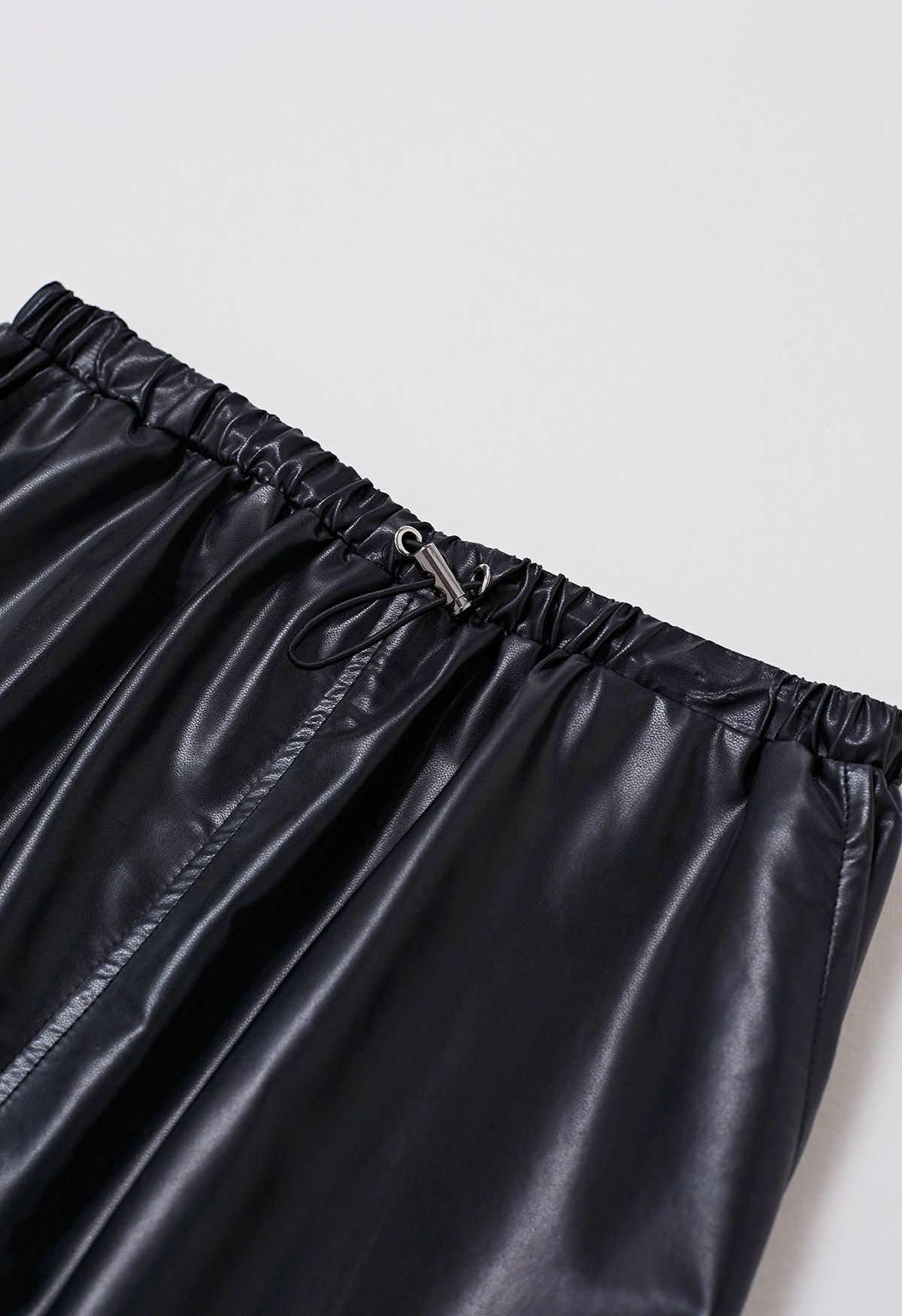 Faux Leather Cargo Maxi Skirt in Black