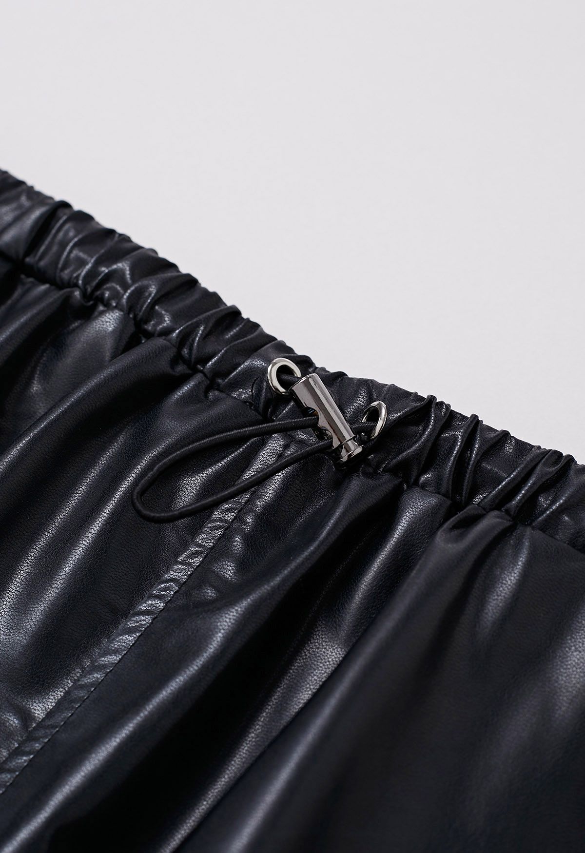 Faux Leather Cargo Maxi Skirt in Black