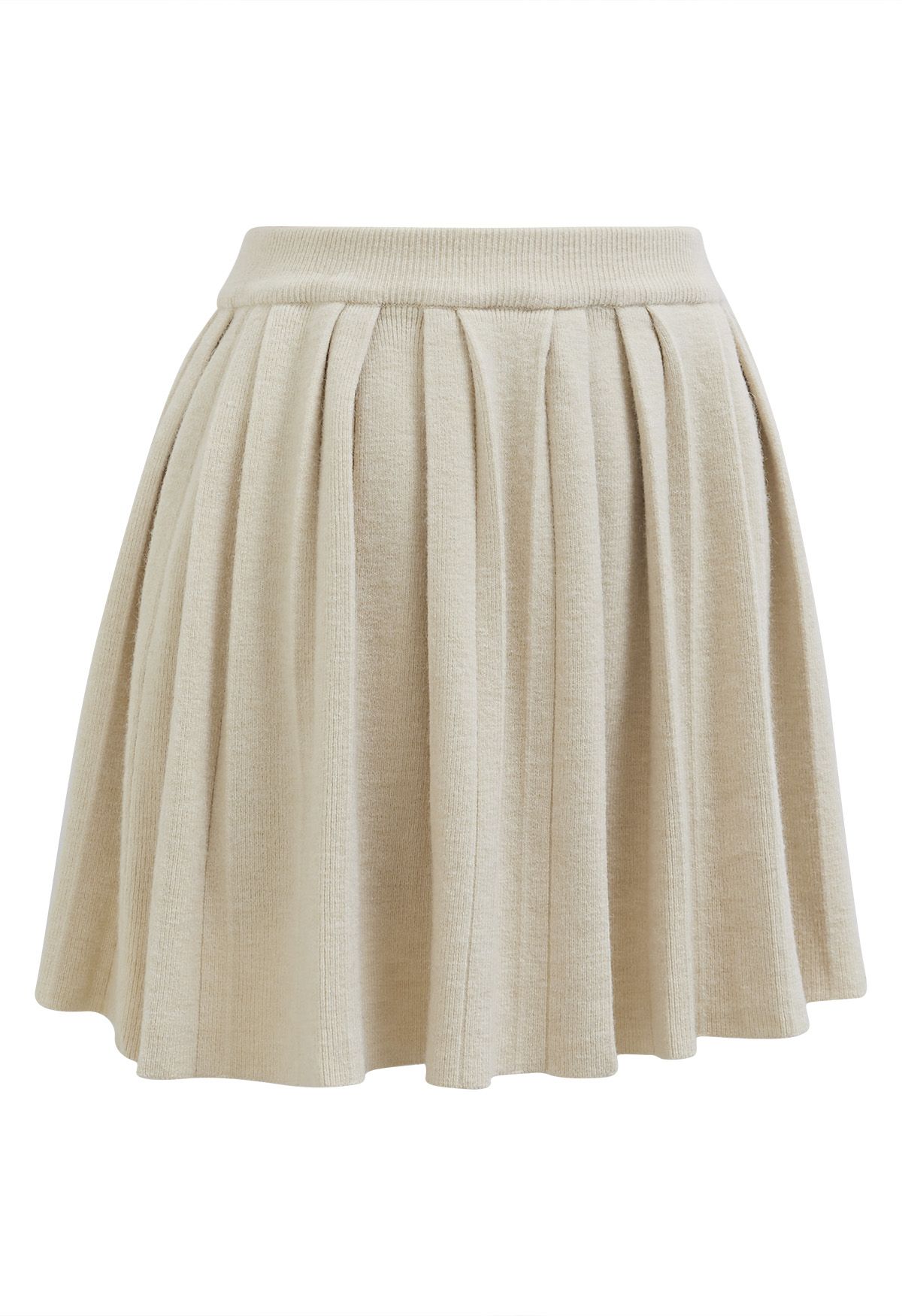 Elastic Waist Pleated Mini Skirt in Cream