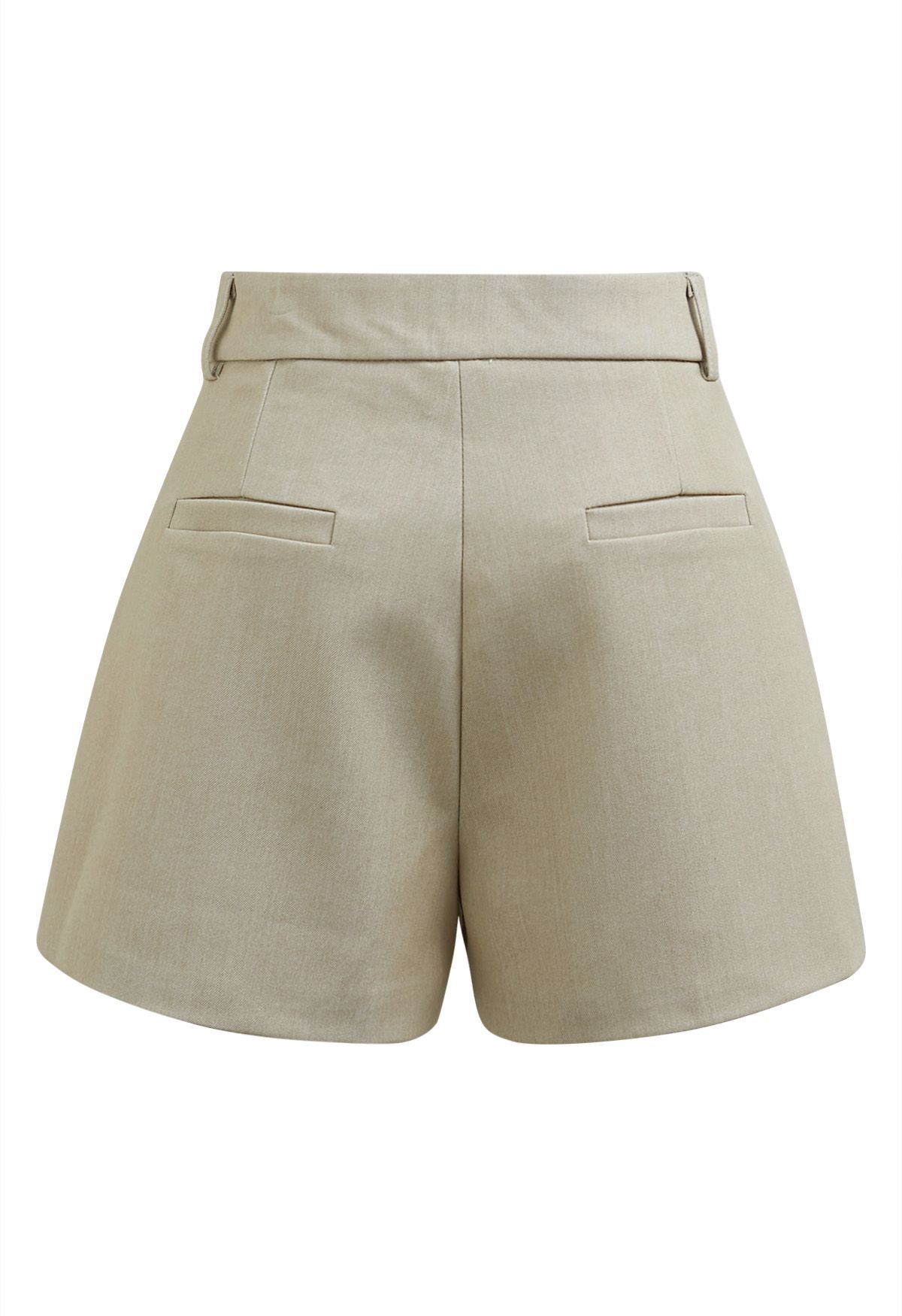 Leisurely Ruffled Trim Buttoned Shorts in Pea Green