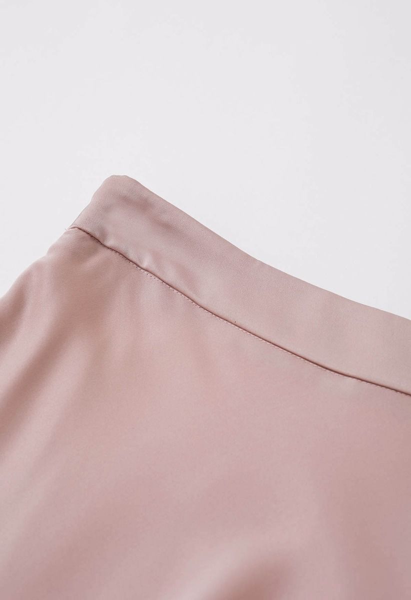 Timeless Elegance Satin A-Line Maxi Skirt in Light Pink