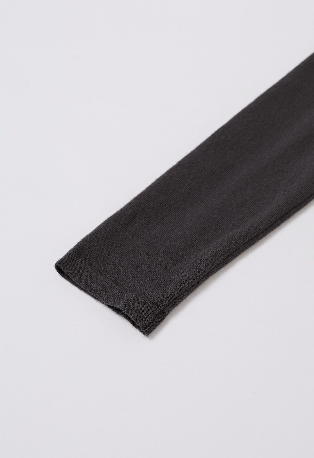 Asymmetric Folded Shoulder Knit Top in Smoke