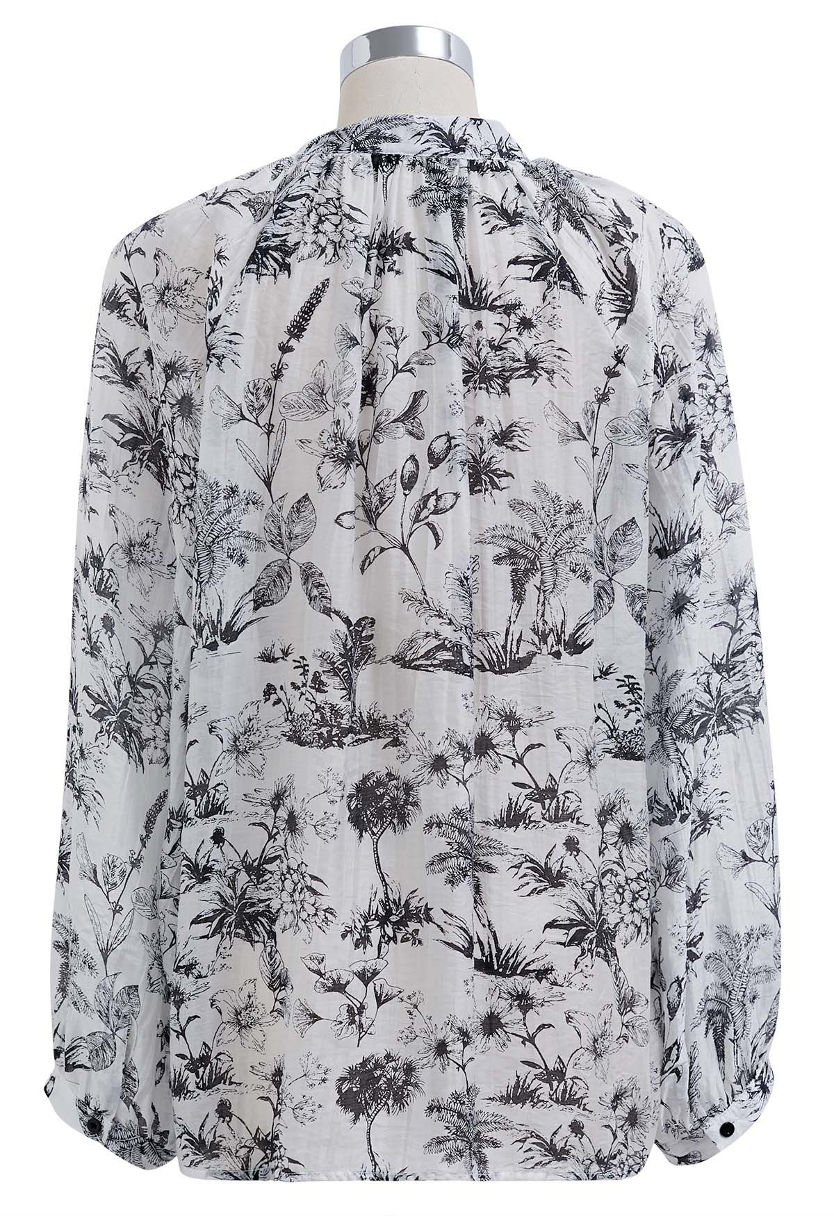 Tropical Landscape Buttoned Shirt in White