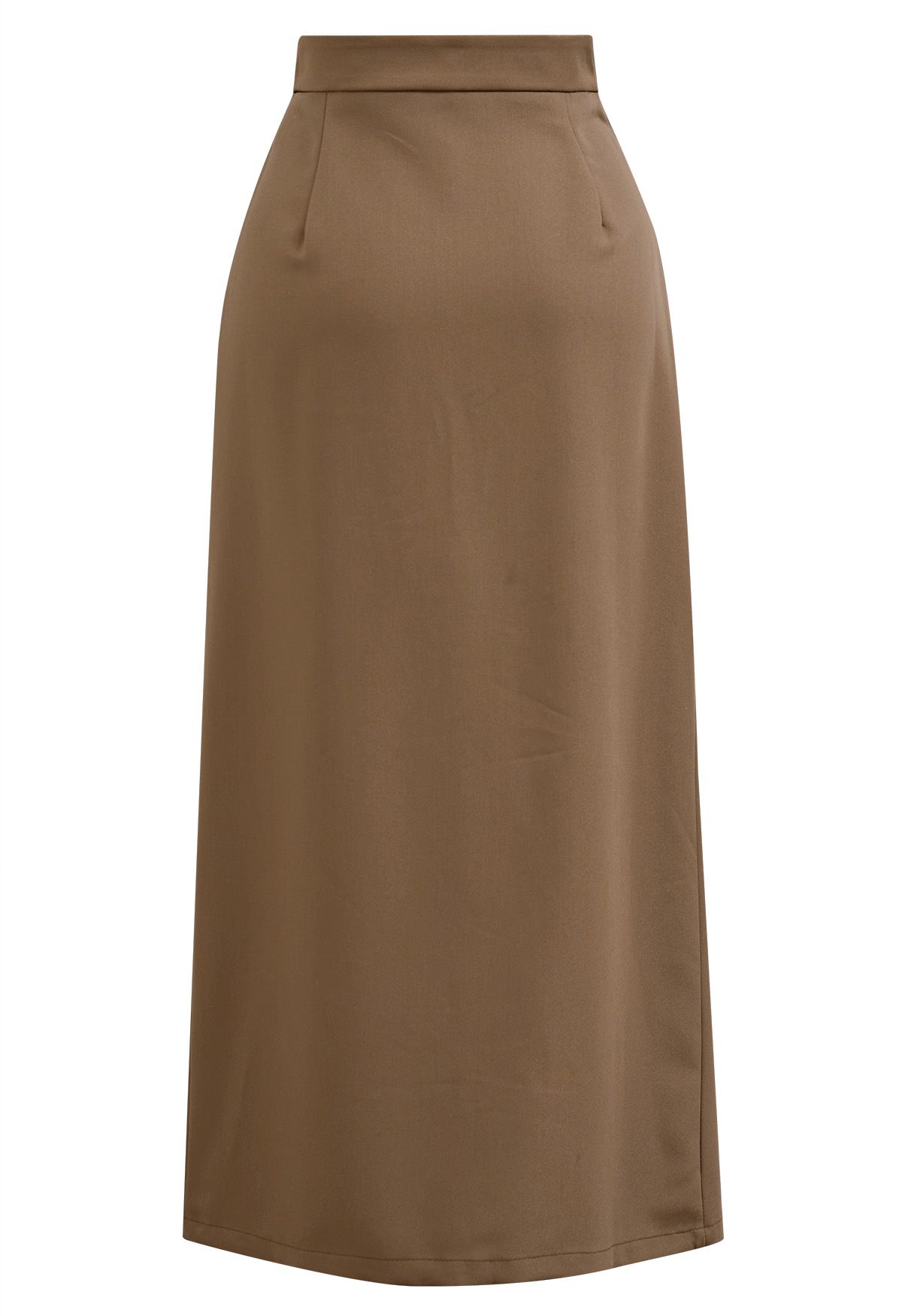Welt Pocket Front Slit Skirt in Caramel