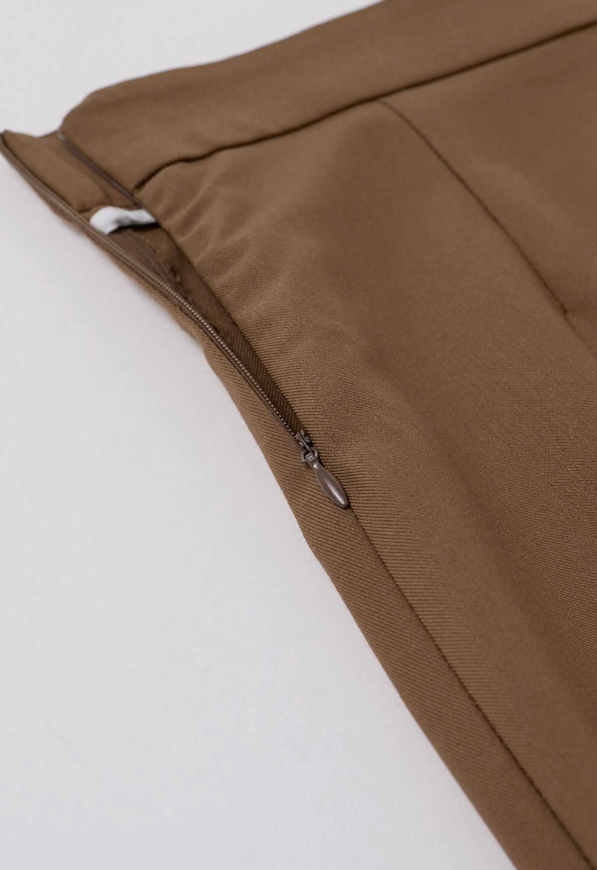 Welt Pocket Front Slit Skirt in Caramel