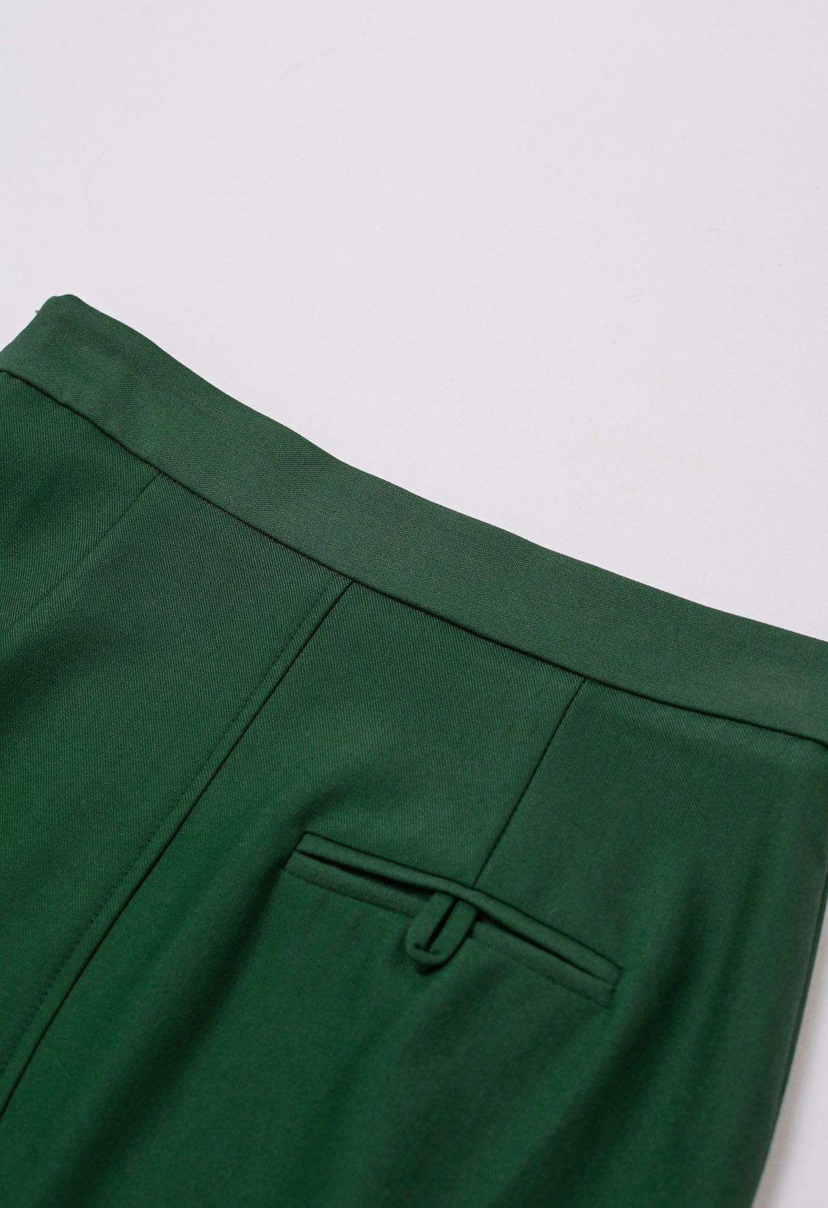 Welt Pocket Front Slit Skirt in Green