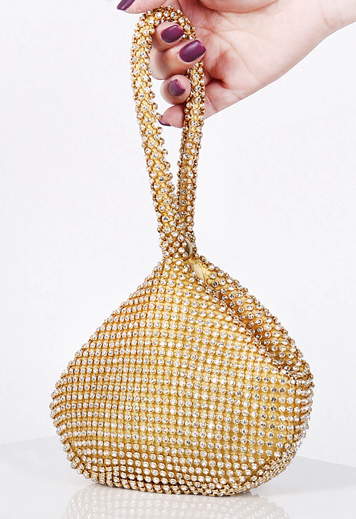 Full Rhinestone Mini Handbag in Gold