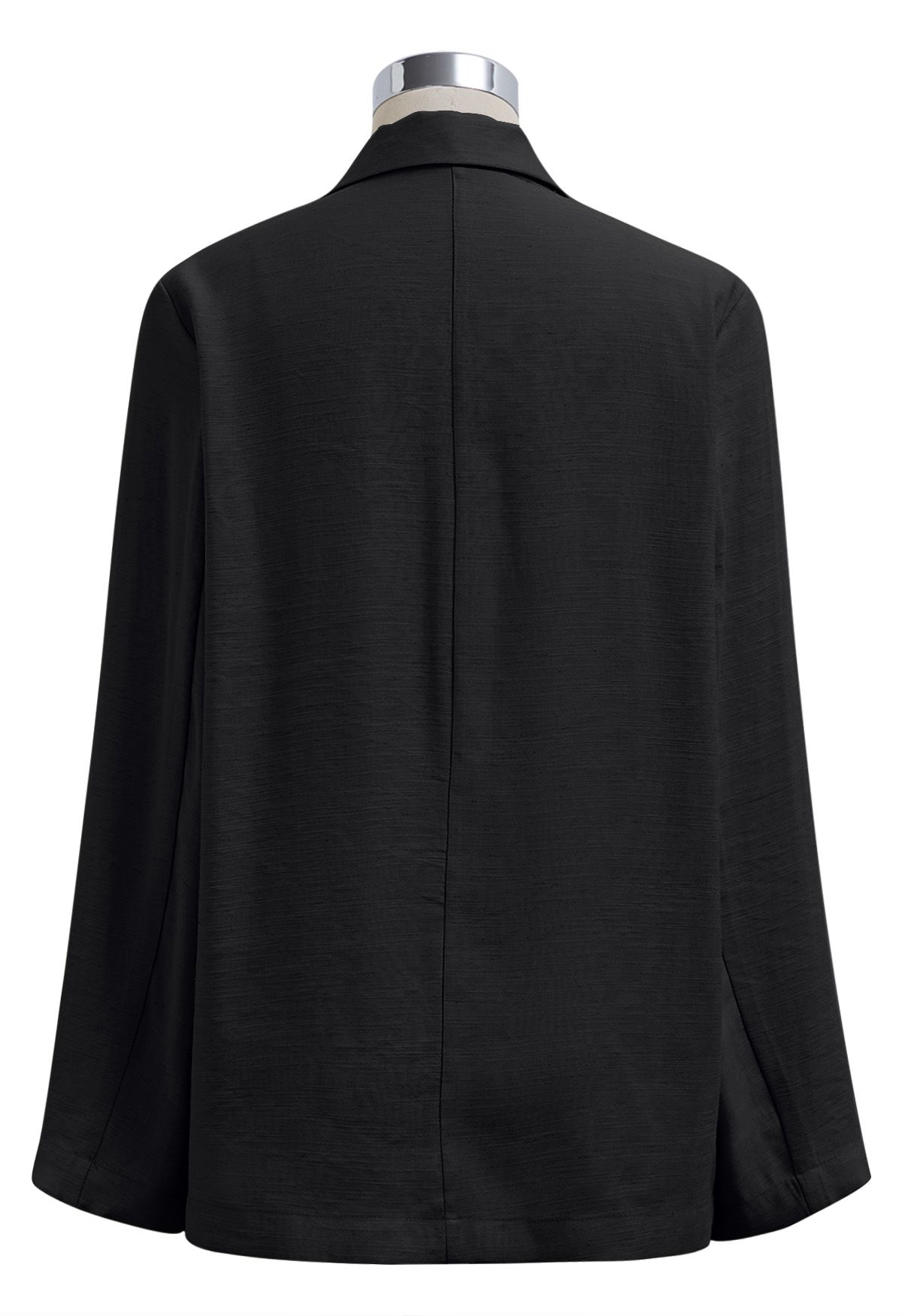 Lightweight Notch Lapel Linen-Blend Blazer in Black