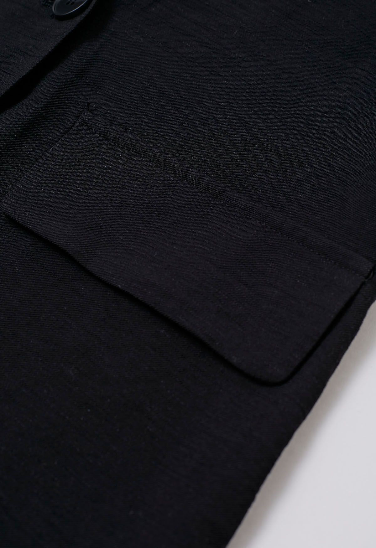 Lightweight Notch Lapel Linen-Blend Blazer in Black