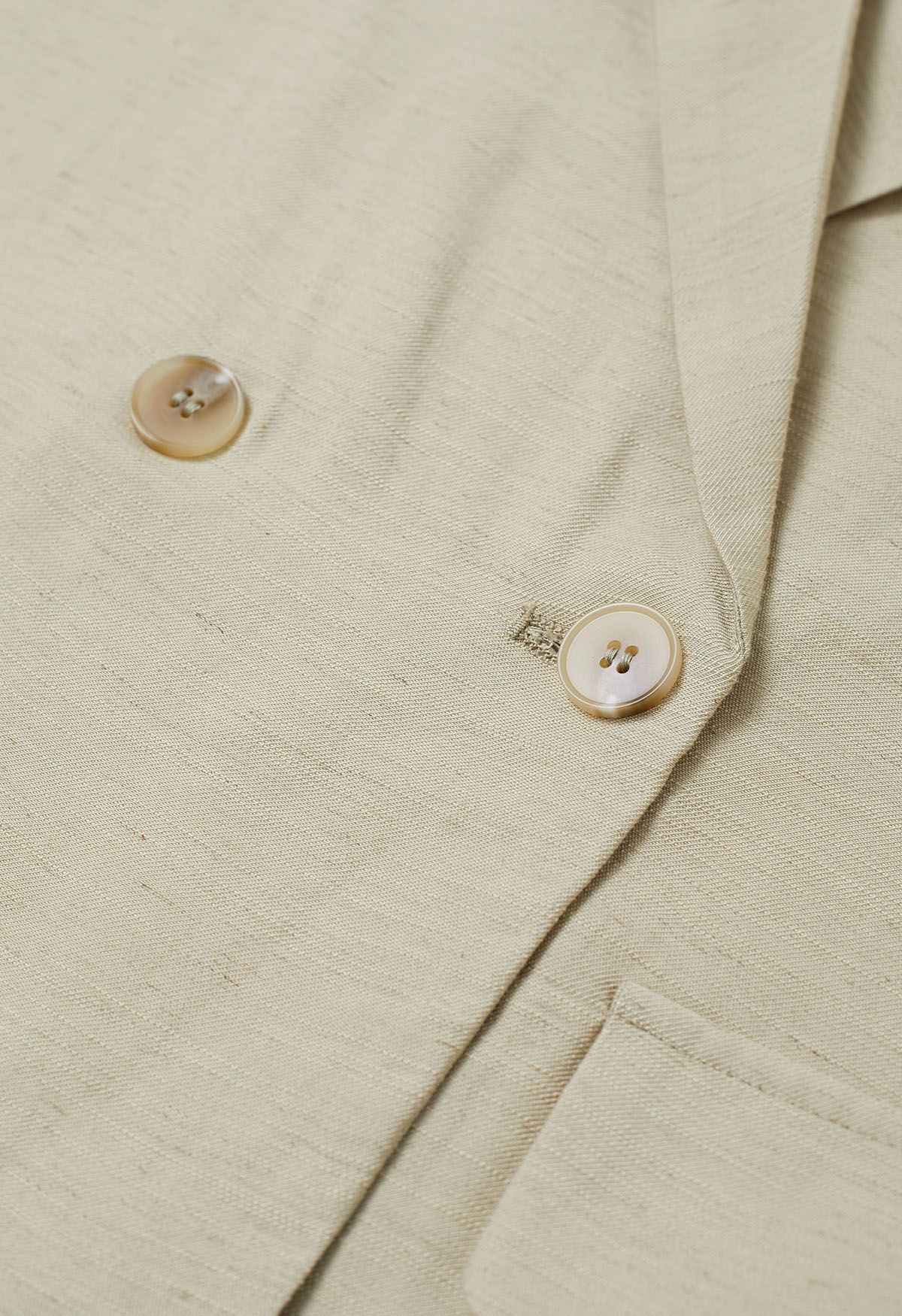 Lightweight Notch Lapel Linen-Blend Blazer in Khaki