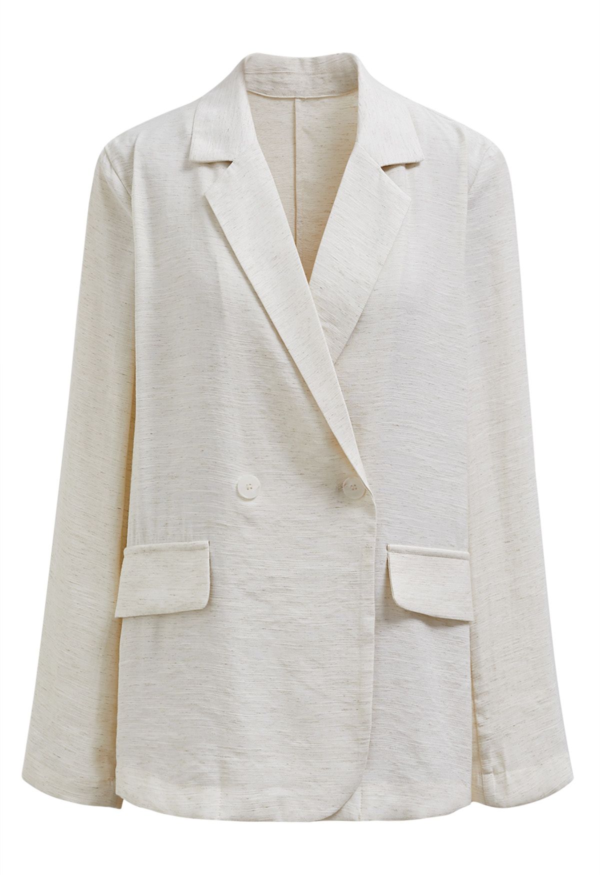 Lightweight Notch Lapel Linen-Blend Blazer in Ivory