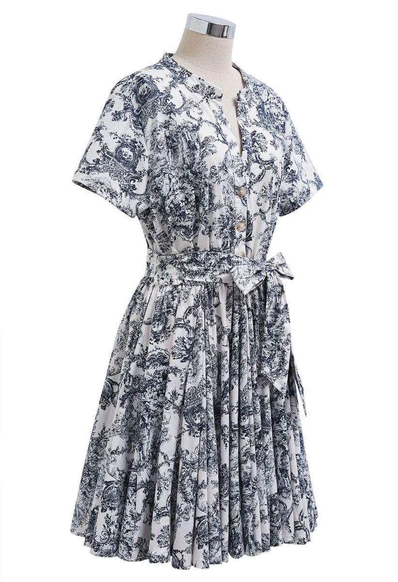 Baroque-Inspired Self-Tie Bowknot Frilling Hem Dress