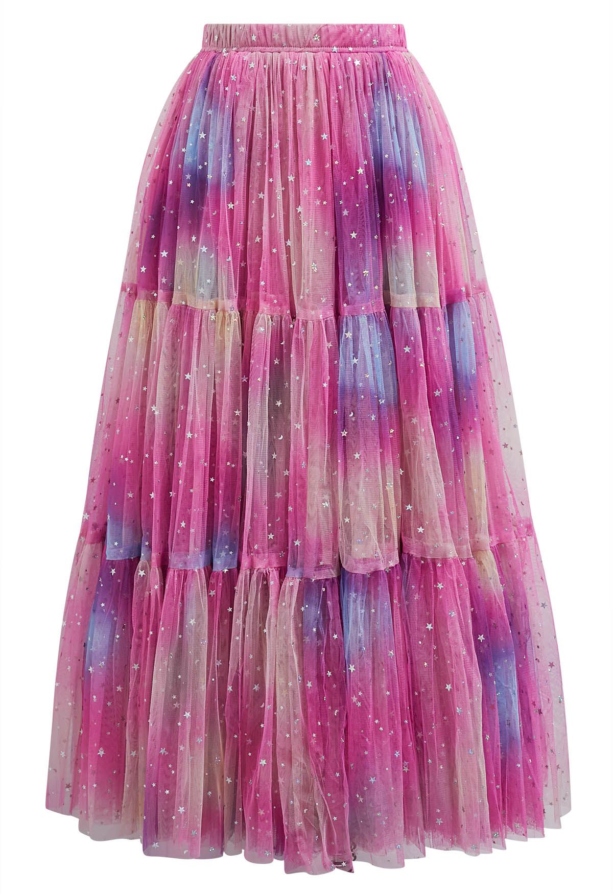 Glittering Stars Colorful Mesh Skirt