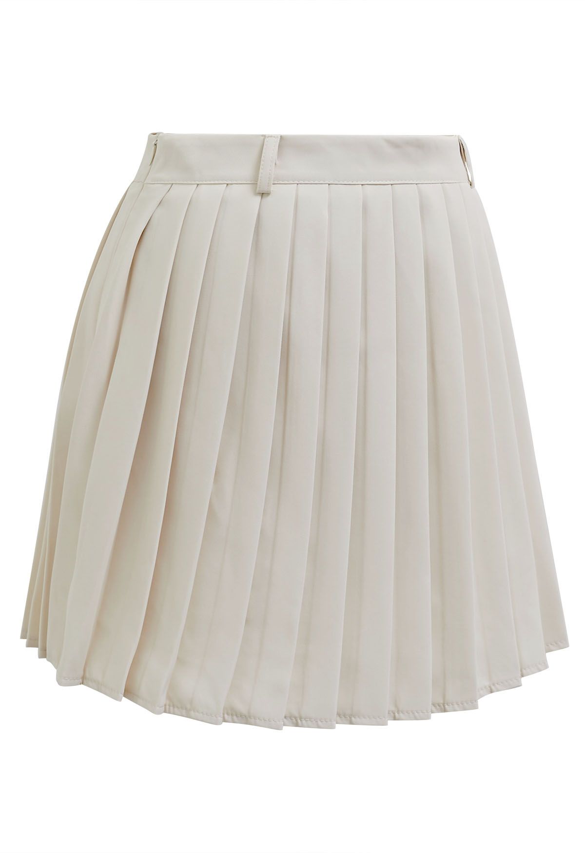 Classic Pleated Mini Skirt in Ivory