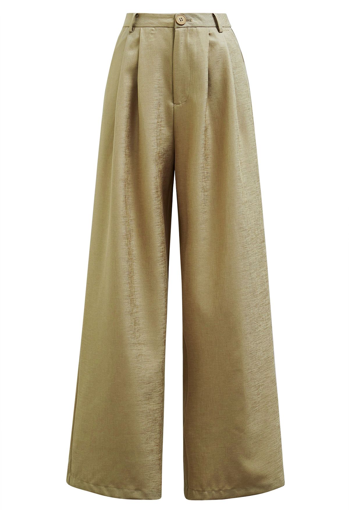 Chic Sleeveless Top and Flowy Wide-Leg Pants Set in Khaki