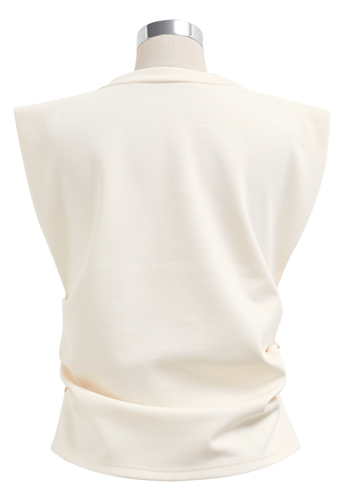 Buttoned Ruched Sleeveless Top in Ivory