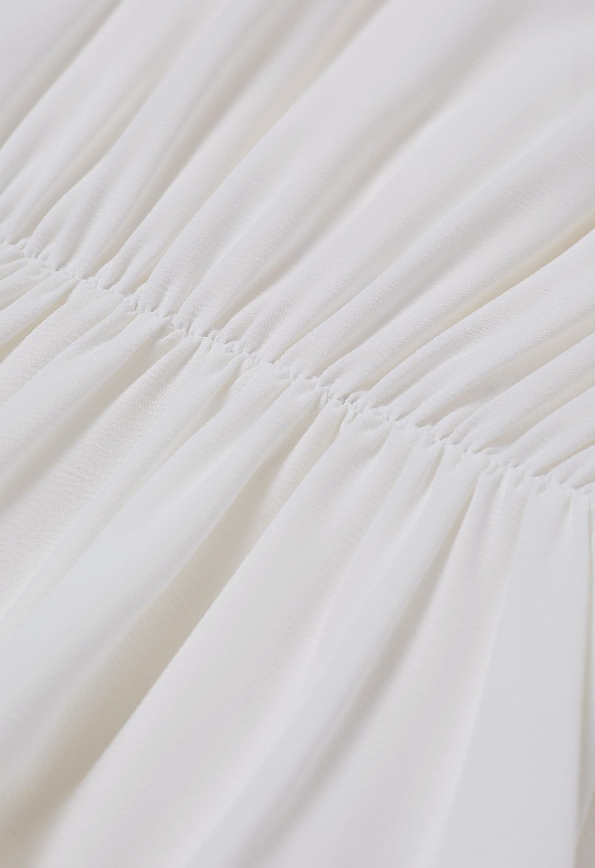 Lace Tiered Wrap Chiffon Midi Dress in White