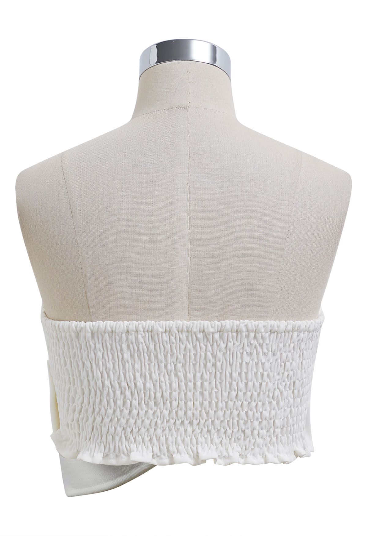 Knotted Front Bustier Crop Top in White