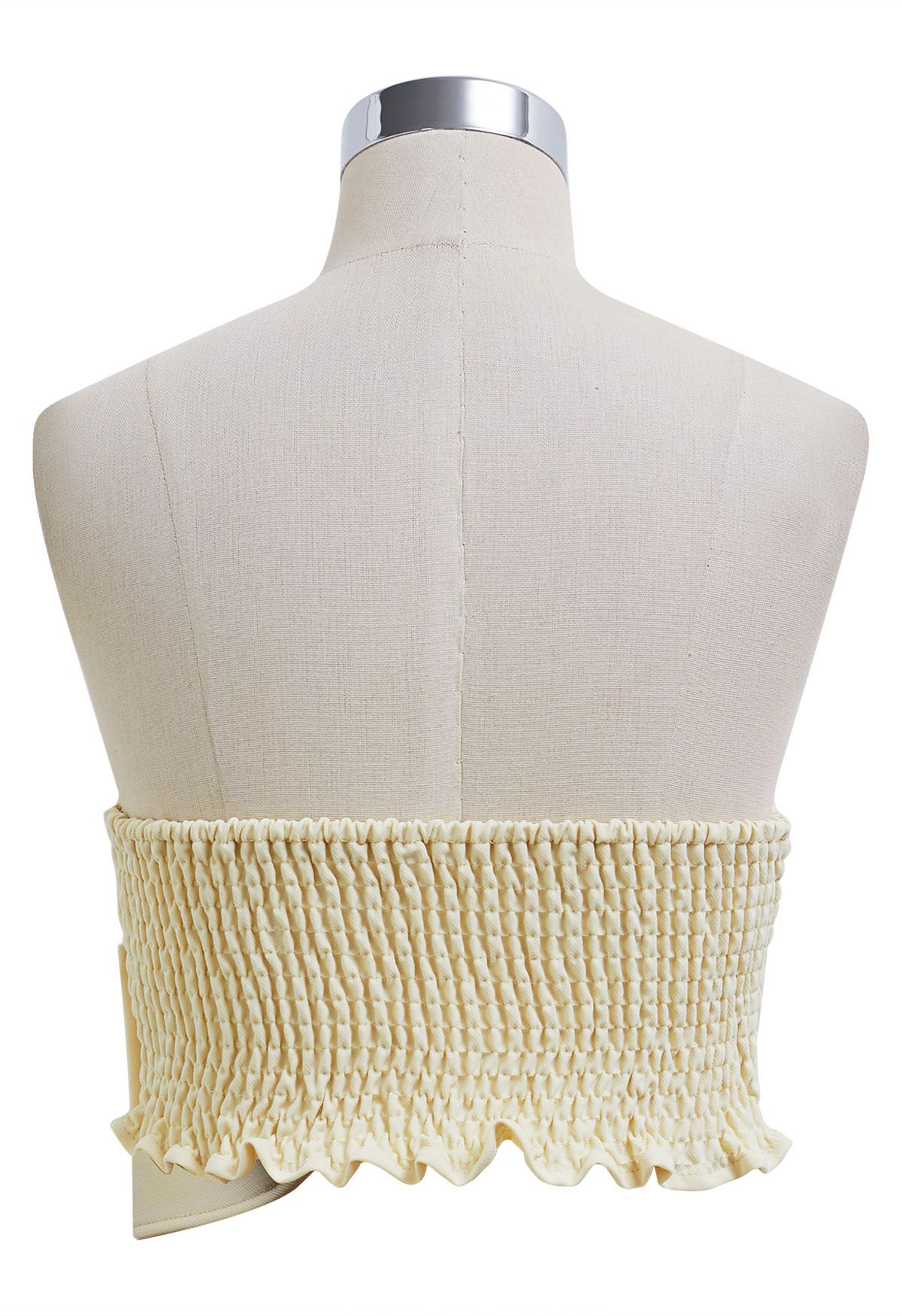 Knotted Front Bustier Crop Top in Light Yellow