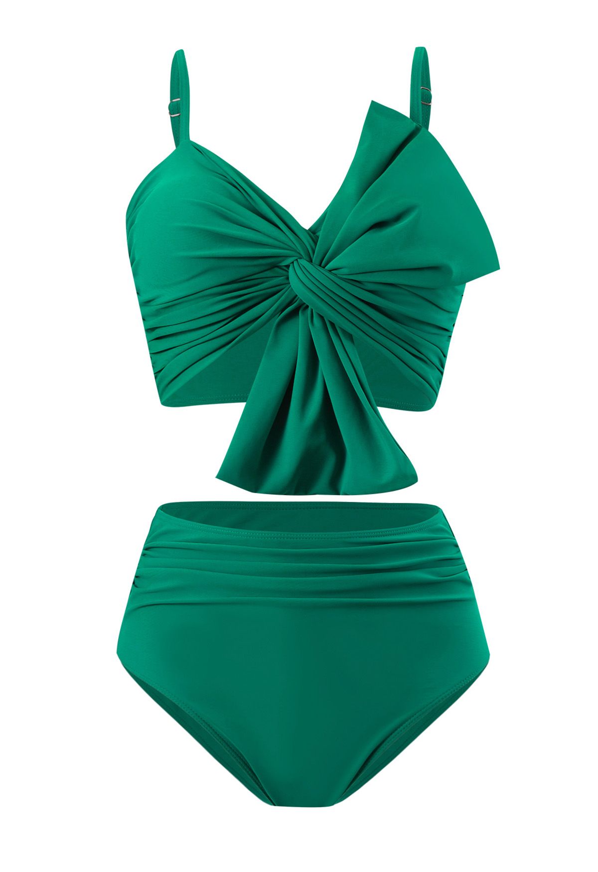 Front Knot Ruched Bikini Set in Teal