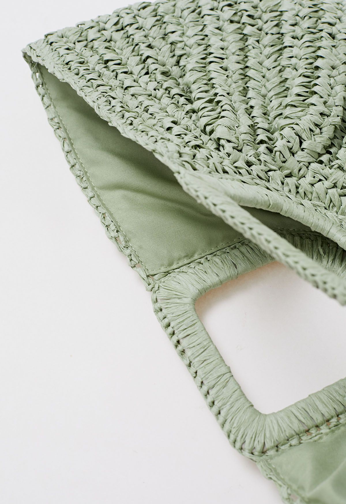 Semicircle Woven Straw Handbag in Green