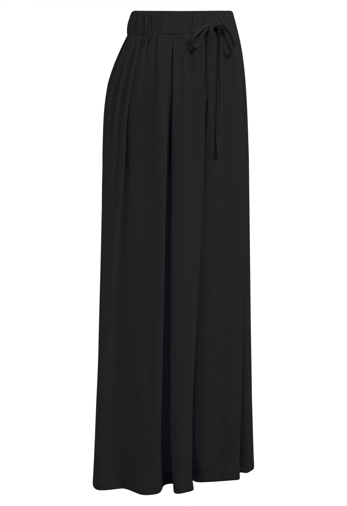 Casual Season Pleated Linen-Blend Pants in Black