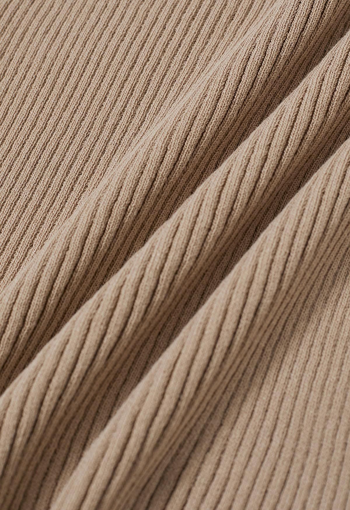 Wooden Bead Decor Halter Knit Top in Tan
