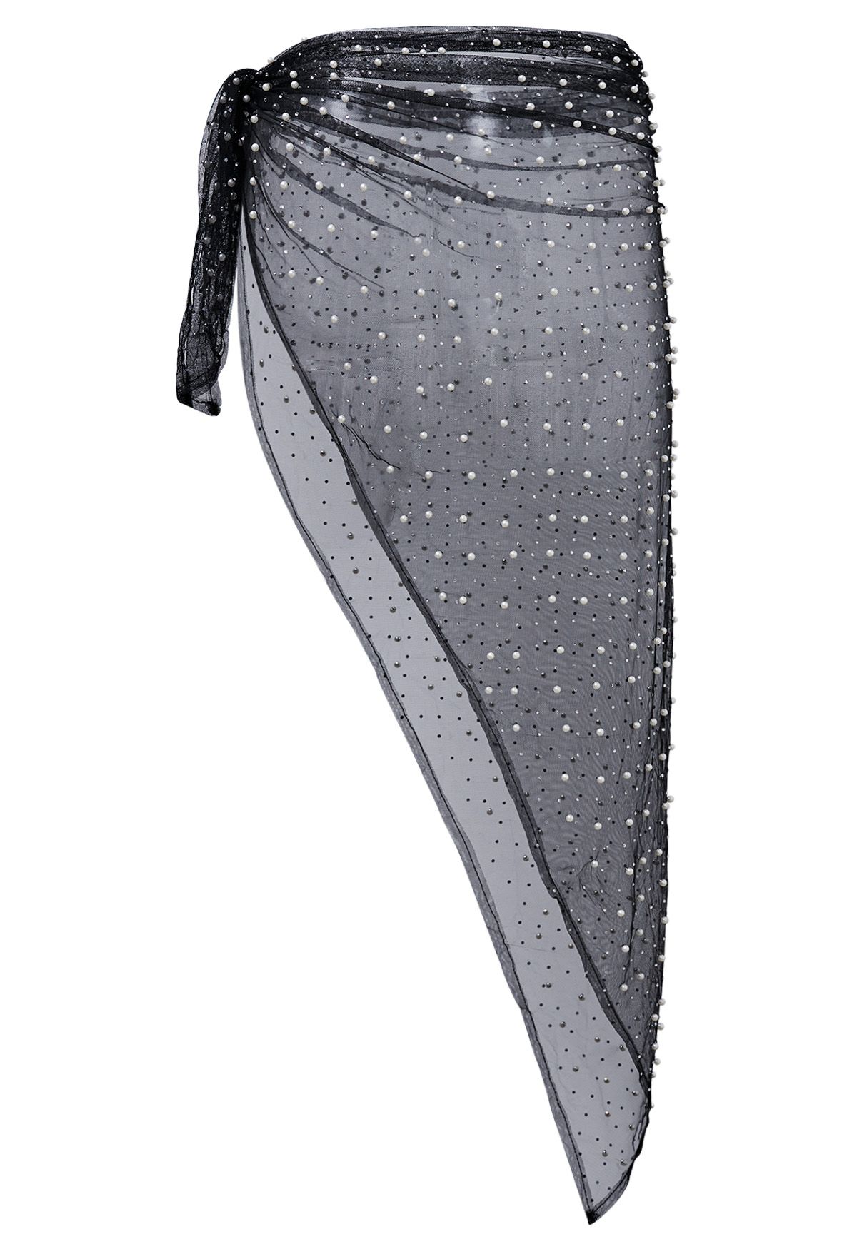 Pearl Mesh Self-Tie Sarong in Black