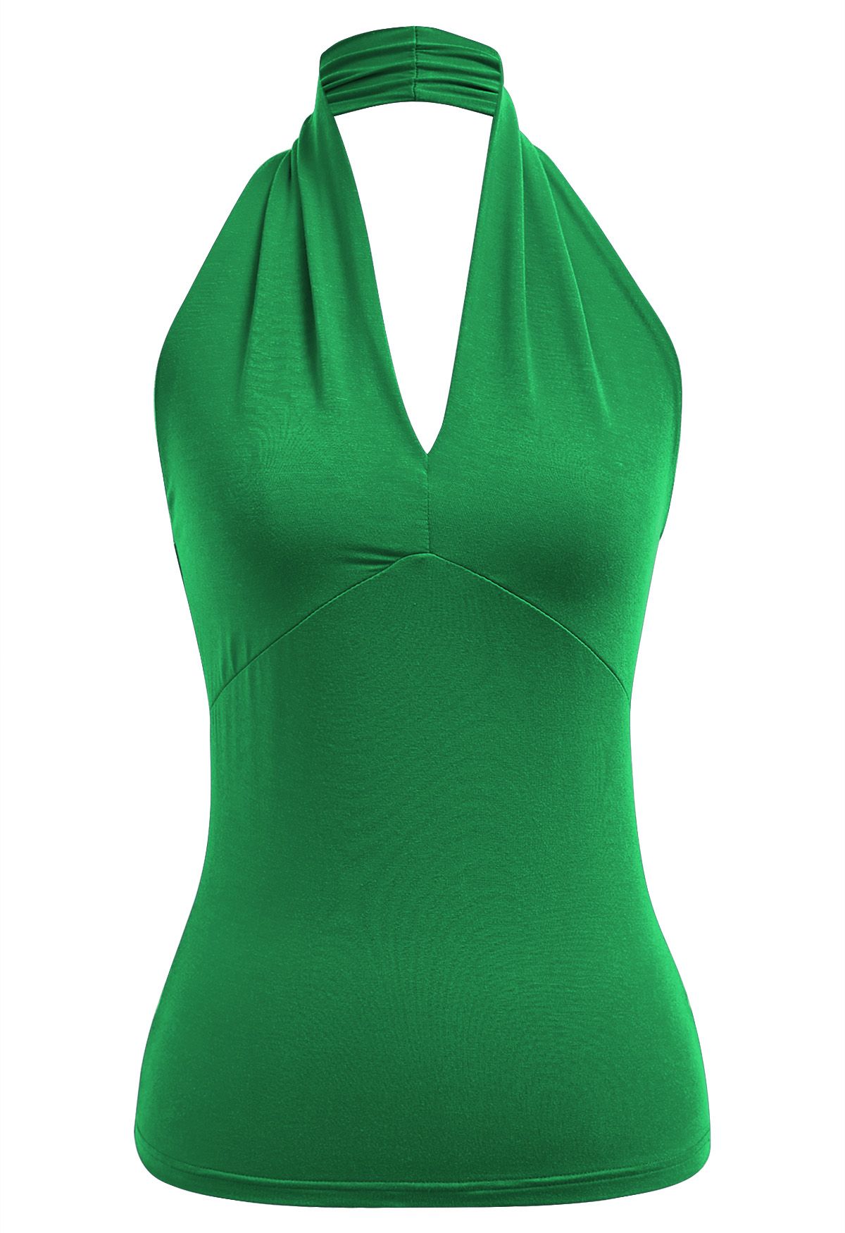 Optimal Halter V-Neck Sleeveless Top in Green