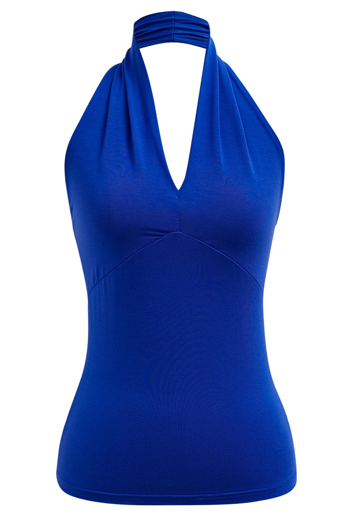 Optimal Halter V-Neck Sleeveless Top in Blue