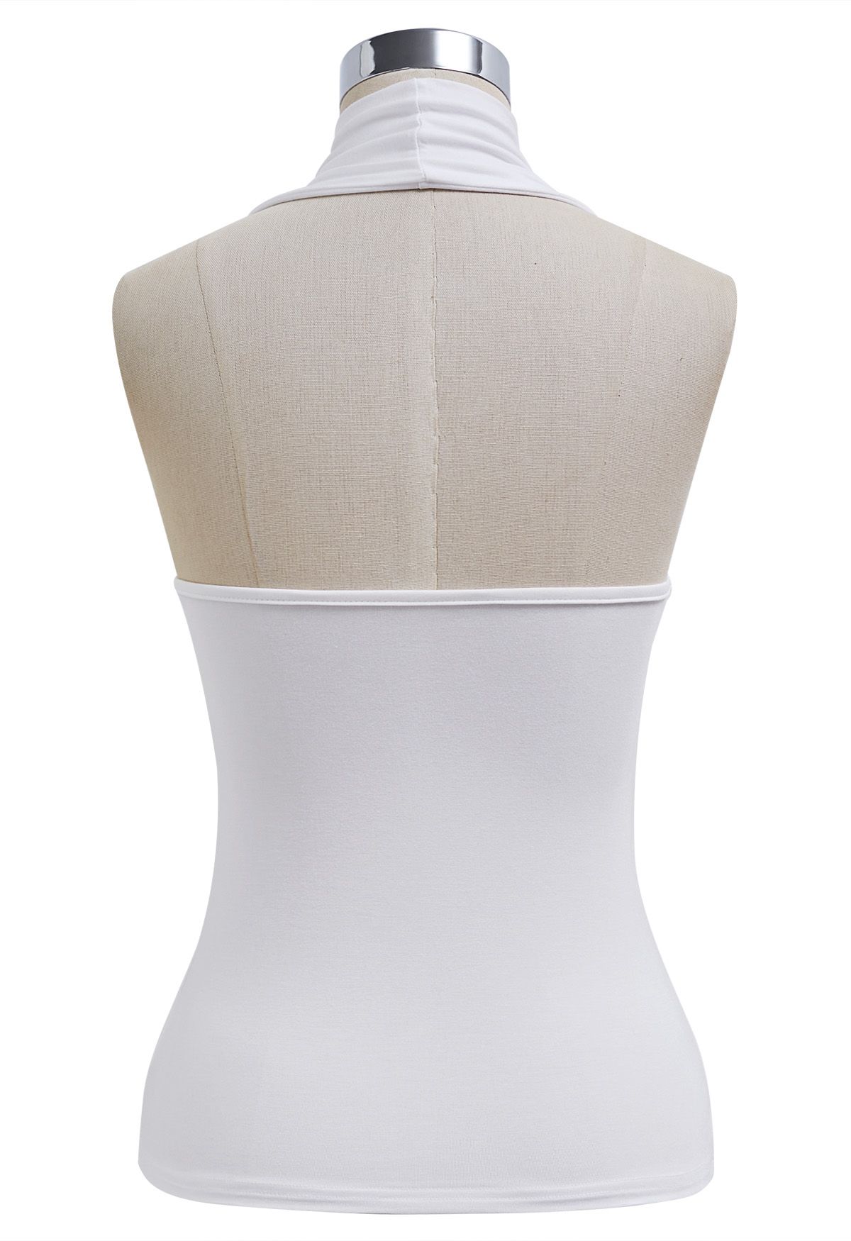 Optimal Halter V-Neck Sleeveless Top in White