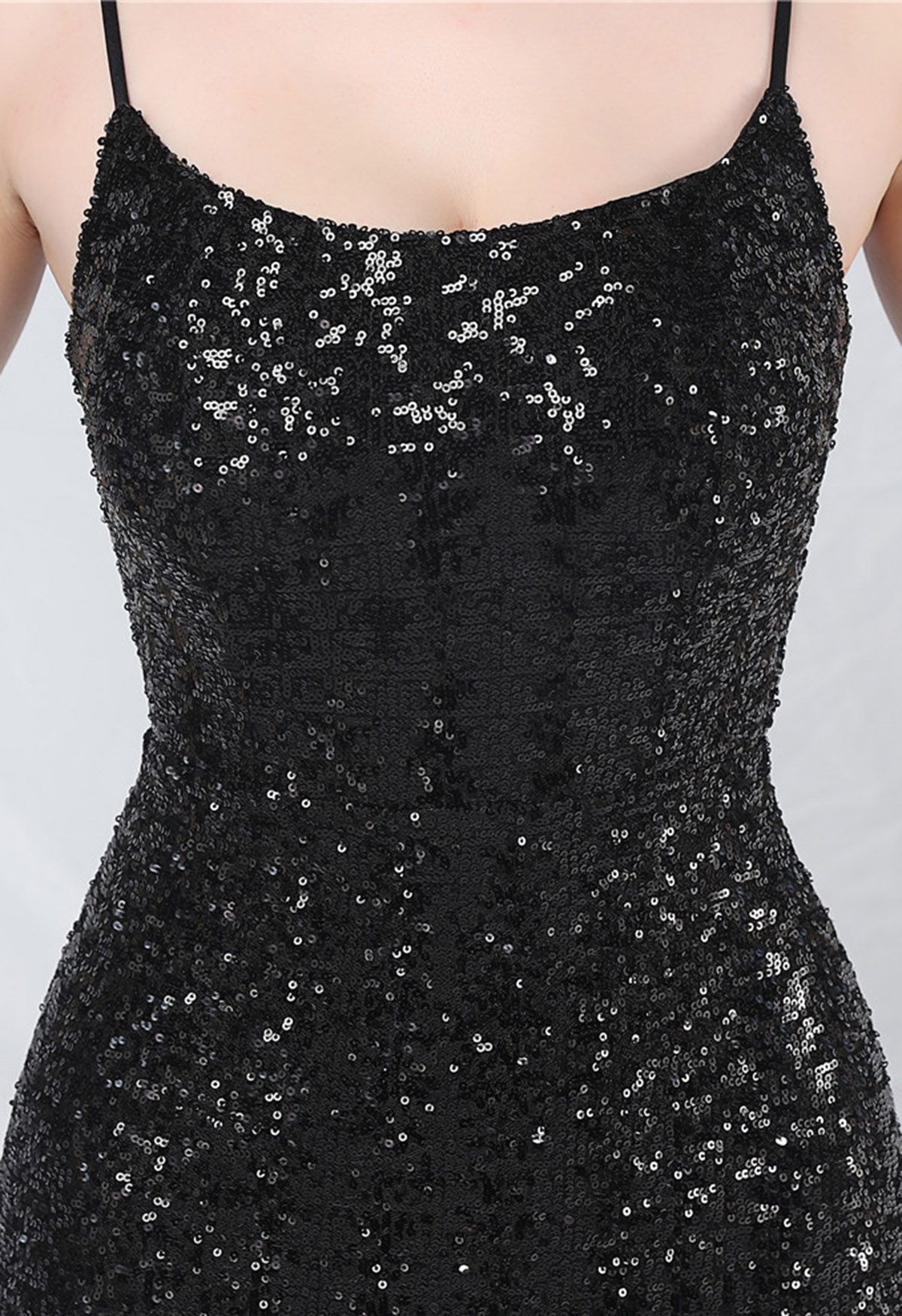 Fairytale Sequin Mermaid Cami Gown in Black