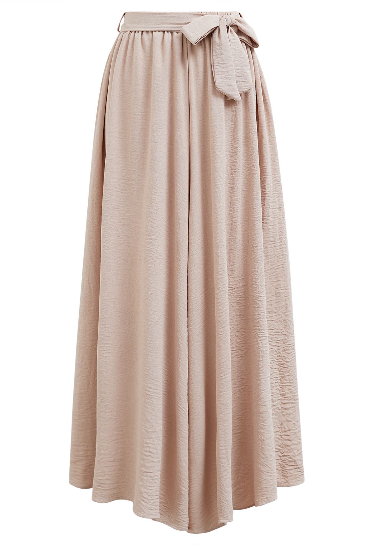 Breezy Tie Waist Asymmetric Crop Pants in Peach