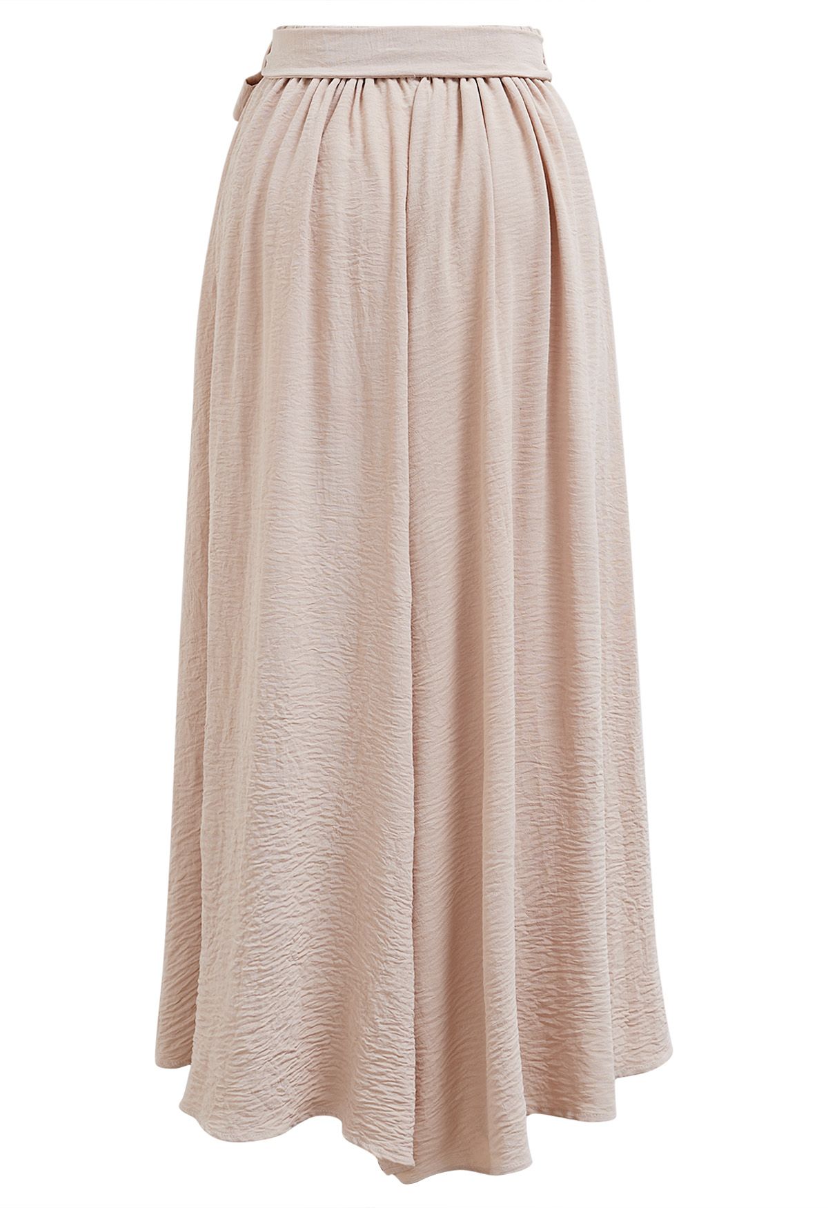 Breezy Tie Waist Asymmetric Crop Pants in Peach