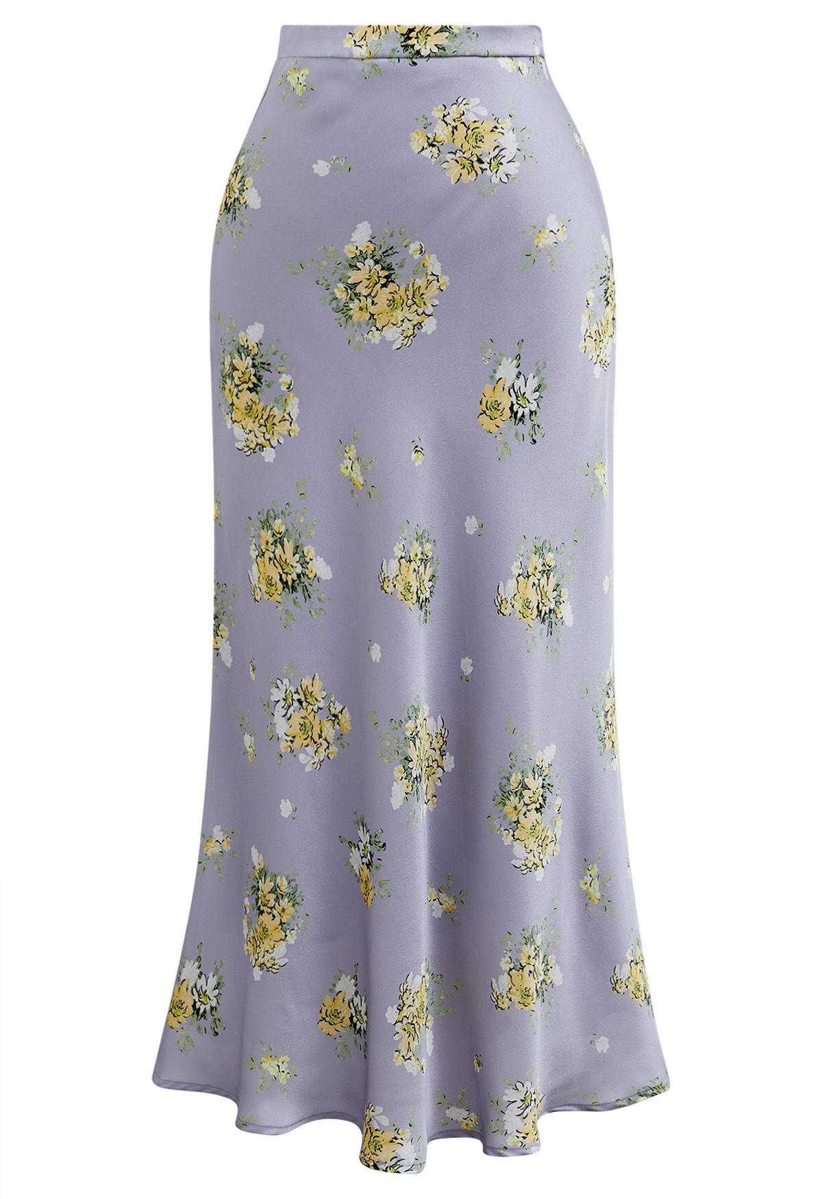 Summery Posy Print Maxi Skirt in Lavender