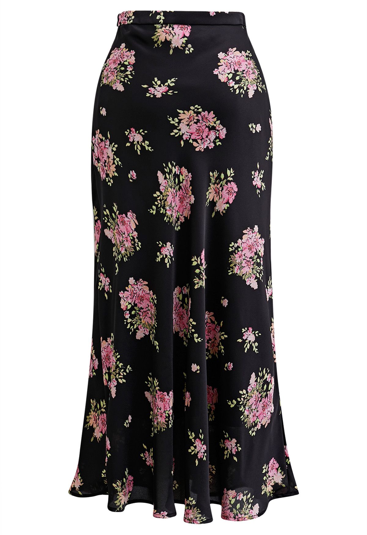 Summery Posy Print Maxi Skirt in Black