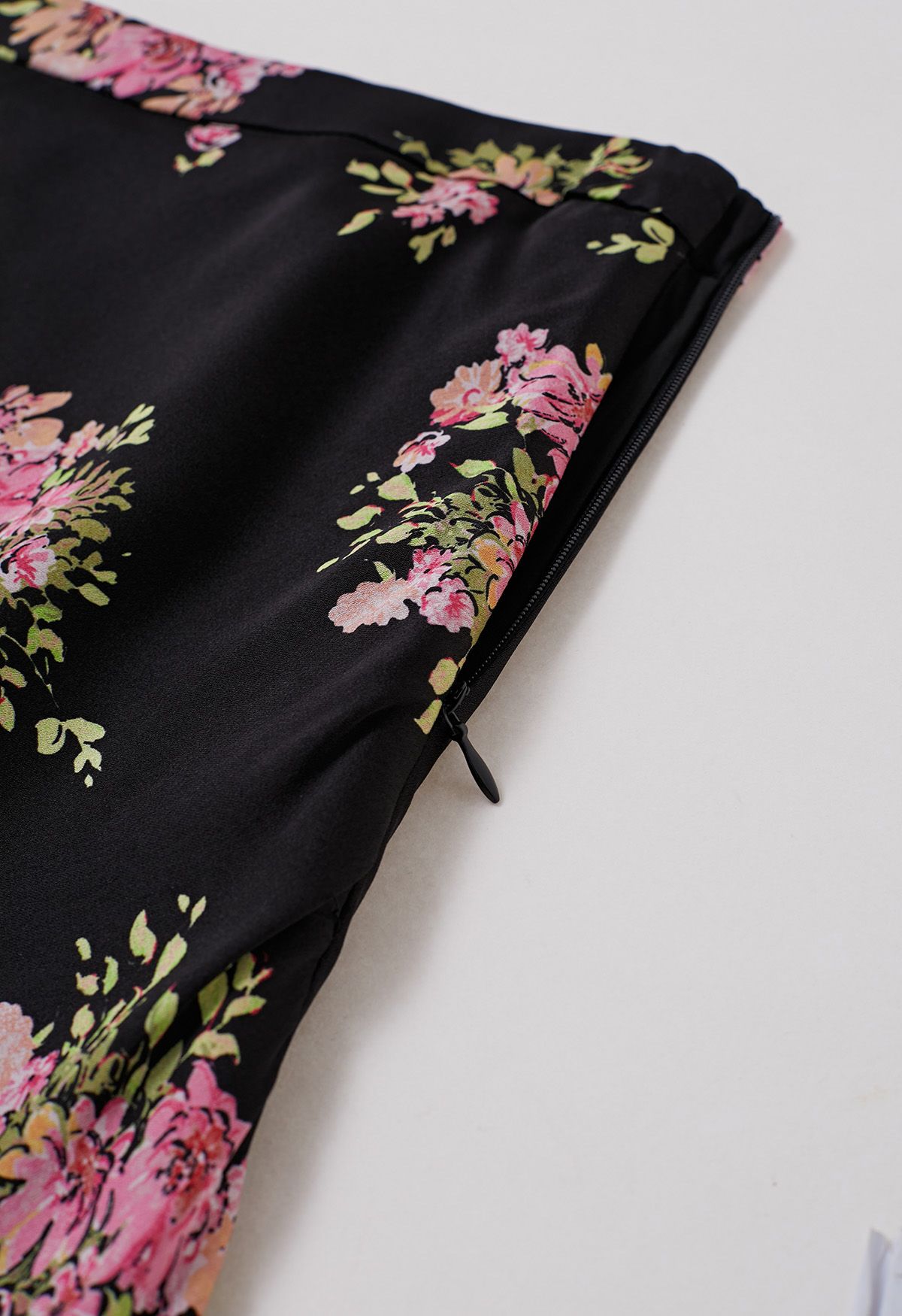 Summery Posy Print Maxi Skirt in Black