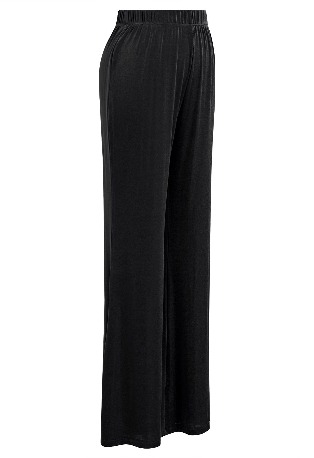 Relaxed Fit Flare Hem Pants in Black