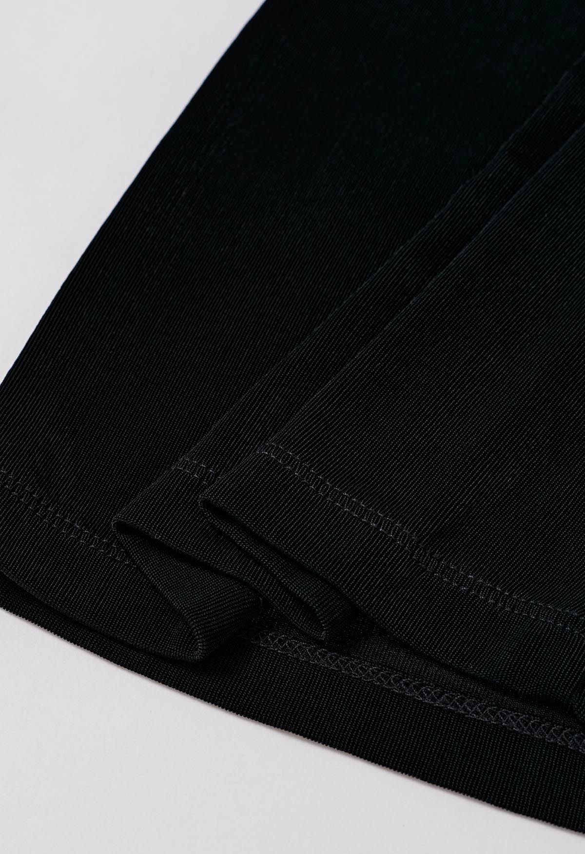 Relaxed Fit Flare Hem Pants in Black