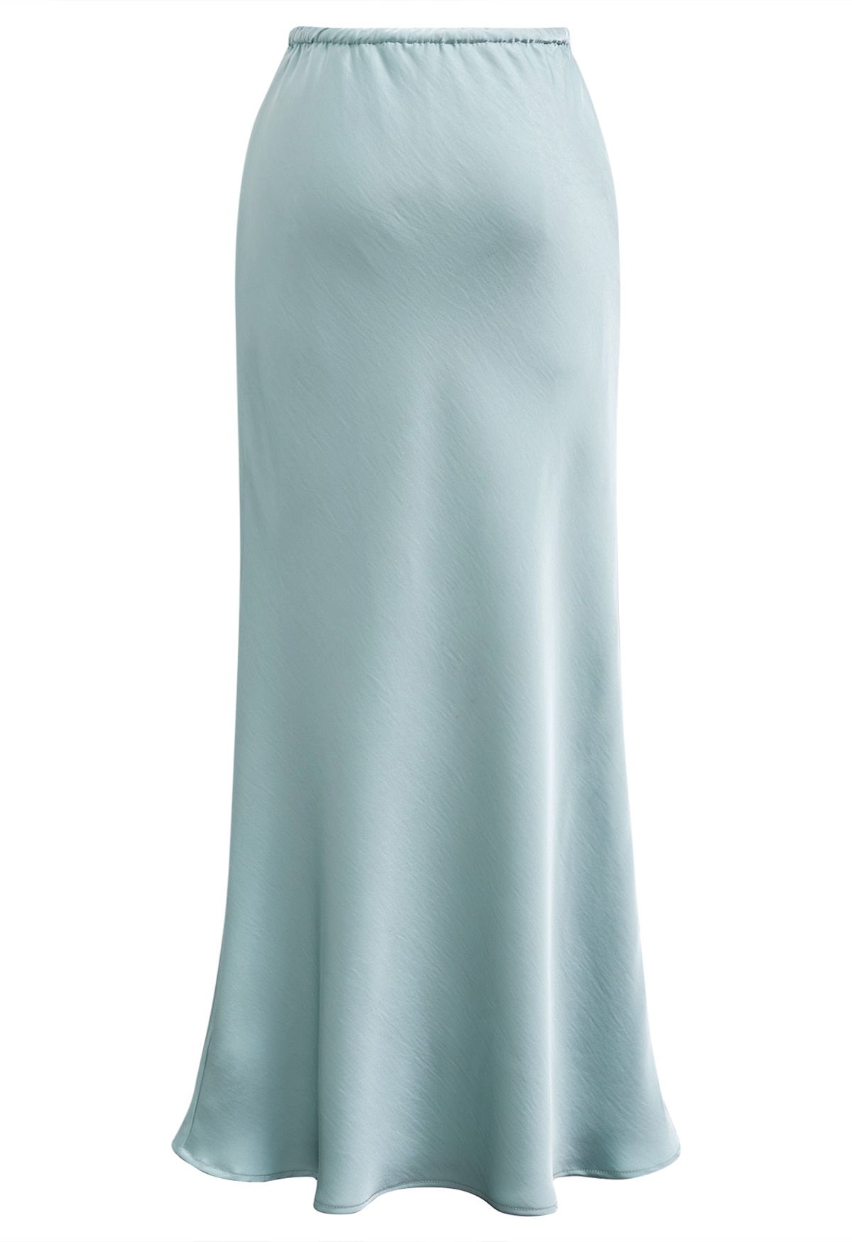 Texture Satin Drawstring Maxi Skirt in Mint