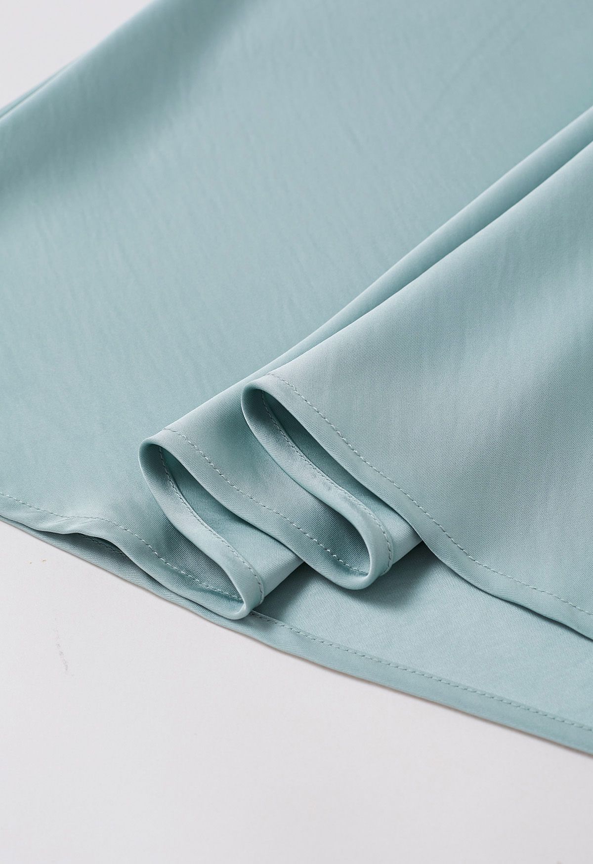 Texture Satin Drawstring Maxi Skirt in Mint